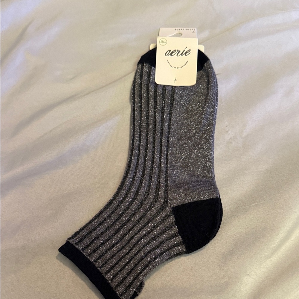 Aerie Shimmering Black and Gray Socks